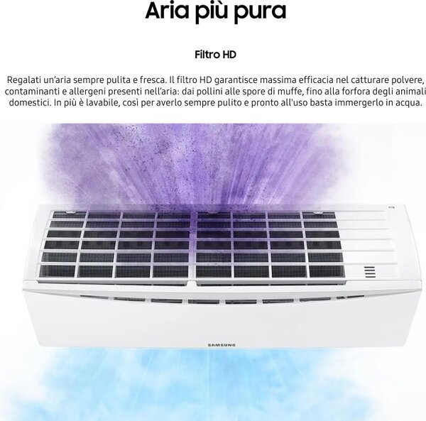 Samsung Climatizzatore 12000 Btu Inverter Monosplit Condizionatore con Pompa di Calore Classe A++/A R32 (Unit Interna + Unit Esterna) - AR12TXHQA