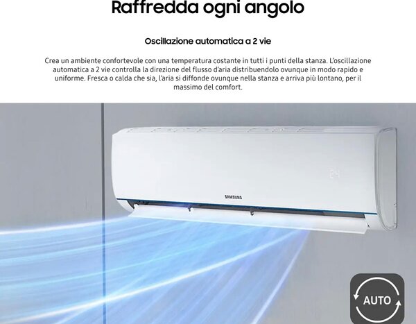 Samsung Climatizzatore 12000 Btu Inverter Monosplit Condizionatore con Pompa di Calore Classe A++/A R32 (Unit Interna + Unit Esterna) - AR12TXHQA