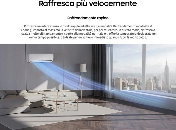 Samsung Climatizzatore 12000 Btu Inverter Monosplit Condizionatore con Pompa di Calore Classe A++/A R32 (Unit Interna + Unit Esterna) - AR12TXHQA