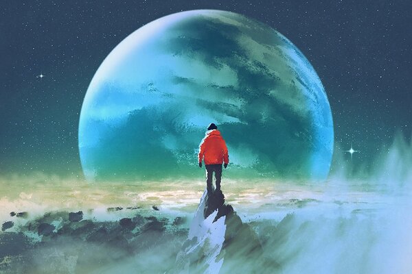 Carta da parati – Uomo sulla cima della montagna