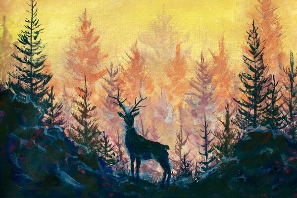 Carta da parati – Pittura artistica della foresta