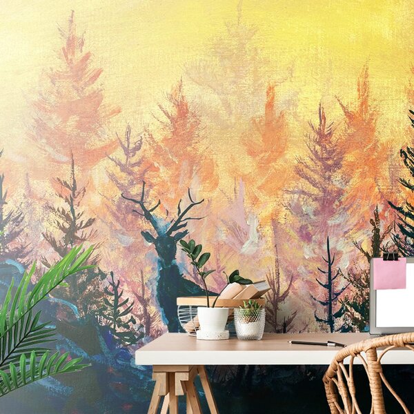 Carta da parati – Pittura artistica della foresta