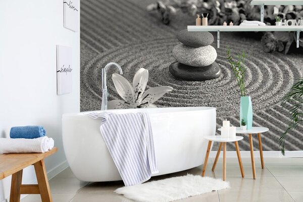 Carta da parati – Giardino Zen in bianco e nero