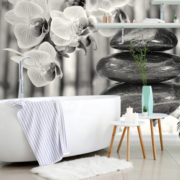 Carta da parati – Giardino Zen giapponese in bianco e nero