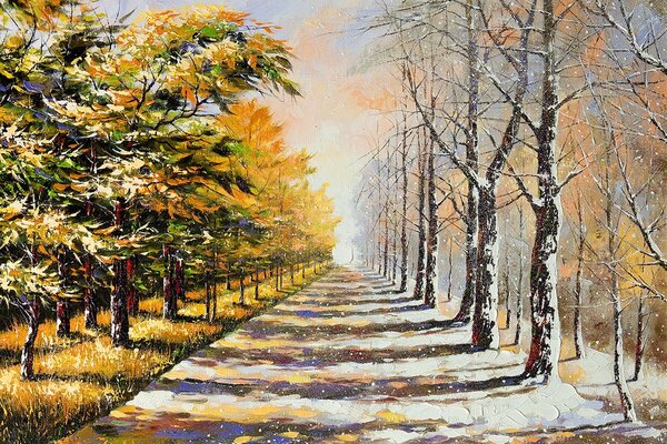 Carta da parati – Viale autunnale di alberi