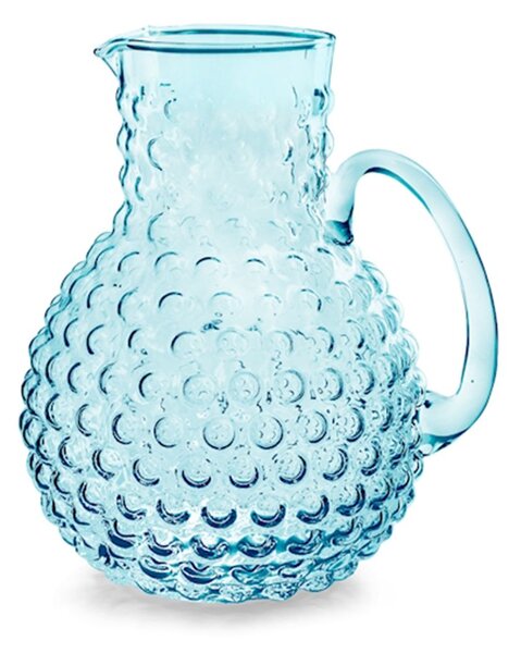 Brocca Bubble in vetro bocciardato colore blu lt 2,3