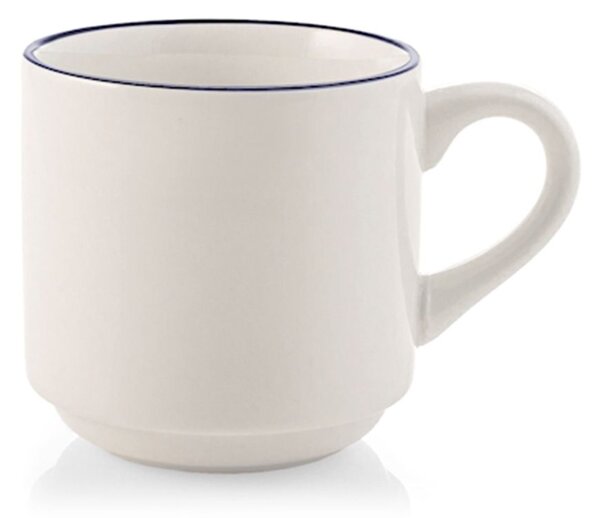 Set 6 mug Essence in porcellana bianca linea blu cc 300