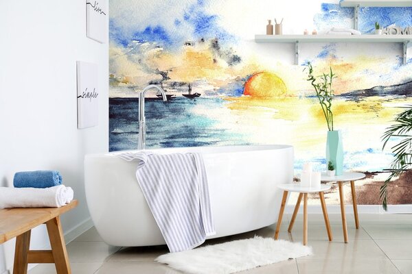 Carta da parati – Tramonto brillante sul mare