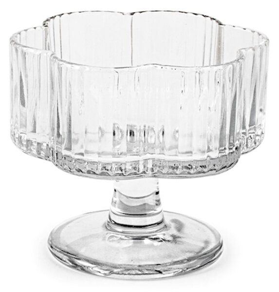 Set 6 coppe con piede Aura in vetro trasparente ondulato forma fiore cc 310