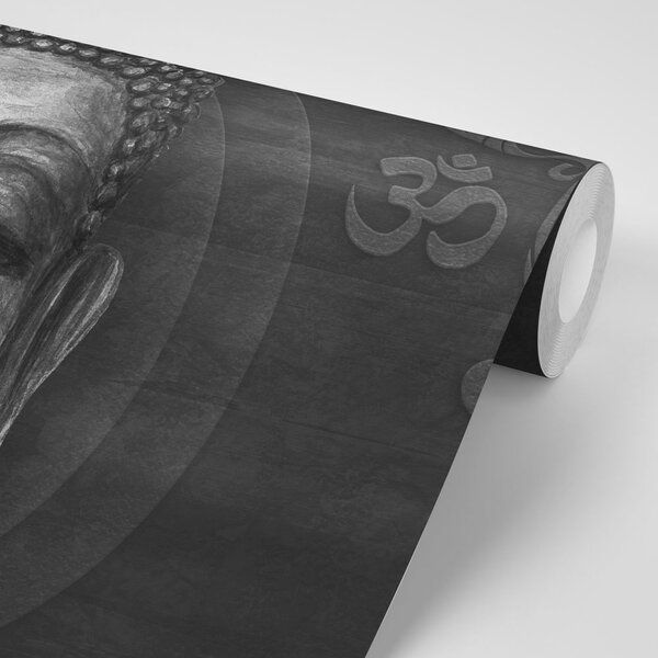 Carta da parati autoadesiva – Volto di Buddha in versione bianco e nero