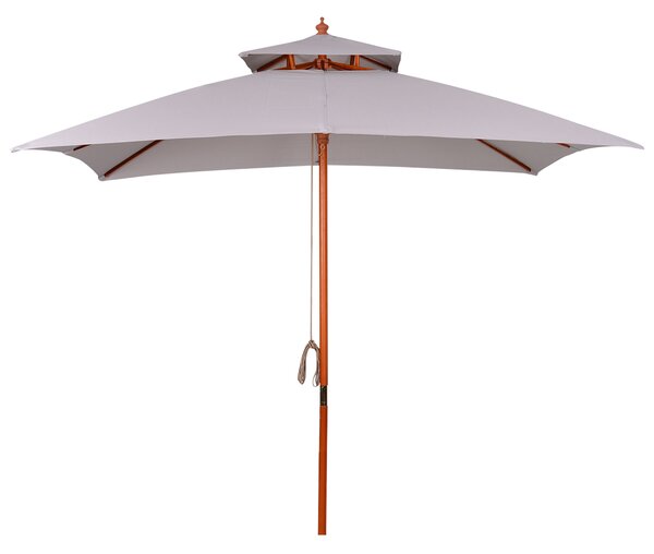 Outsunny Ombrellone da Giardino 3x3m con 8 Stecche in Bambù e Copertura Parasole a 2 Livelli, Grigio