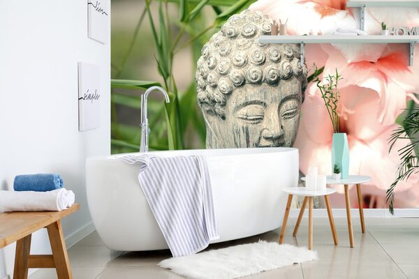 Carta da parati – Statua di Buddha nel giardino zen