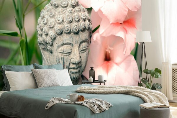 Carta da parati – Statua di Buddha nel giardino zen