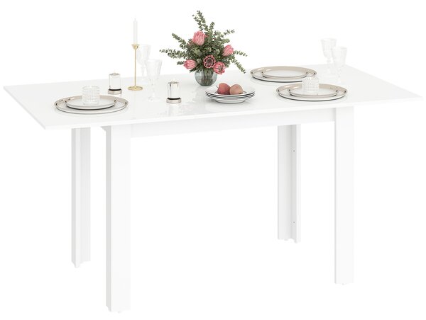 HOMCOM Tavolo da Pranzo Allungabile per 4-6 Persone con Pannelli a Ribalta, in Legno, 120-160x80x78 cm, Bianco