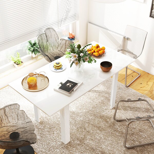 HOMCOM Tavolo da Pranzo Allungabile per 4-6 Persone con Pannelli a Ribalta, in Legno, 120-160x80x78 cm, Bianco