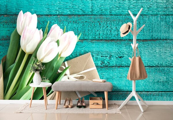 Carta da parati – Bouquet di tulipani con dedica