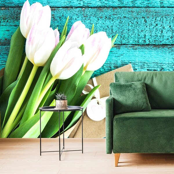 Carta da parati – Bouquet di tulipani con dedica