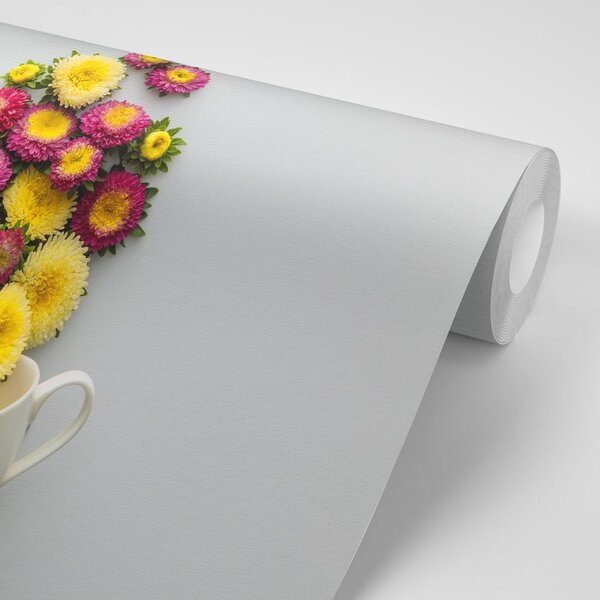 Carta da parati – Tazza piena di fiori