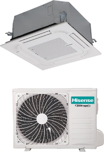 Hisense Climatizzatore a Cassetta 4 Vie 18000 btu Monosplit Condizionatore con Pompa di Calore Classe A++/A+ Pannello e Comando Wireless Incluso (U