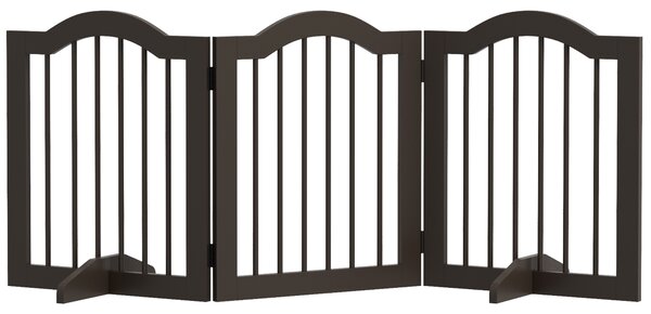 PawHut Cancellino per Cani Pieghevole a 3 Sezioni in Legno, 154.5x29.5x61cm, Caffè