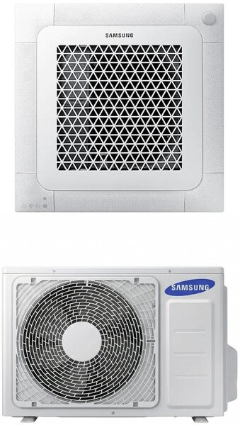Samsung Climatizzatore a Cassetta 4 Vie Mini 12000 btu Monosplit Condizionatore con Pompa di Calore Classe A++/A+ (Unit Interna + Unit Esterna) c