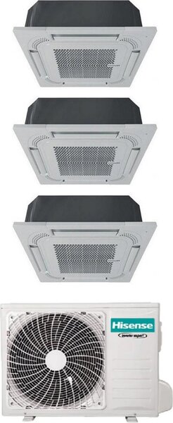 Hisense Climatizzatore a Cassetta 4 Vie Trial Split 12000 + 12000 + 12000 btu Condizionatore con Pompa di Calore Classe A++/A++ (Unit Interna + Un