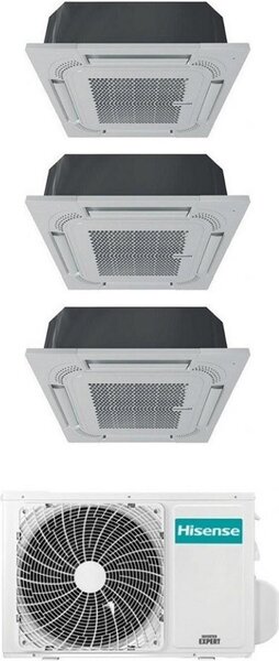 Hisense Climatizzatore a Cassetta 4 Vie Trial Split 9000 + 9000 + 12000 btu Condizionatore con Pompa di Calore Classe A++/A+ (Unit Interna + Unit