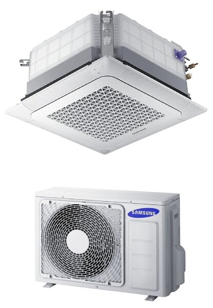 Samsung Climatizzatore a Cassetta 4 Vie Mini 12000 btu Monosplit Condizionatore con Pompa di Calore Classe A++/A+ (Unit Interna + Unit Esterna) c