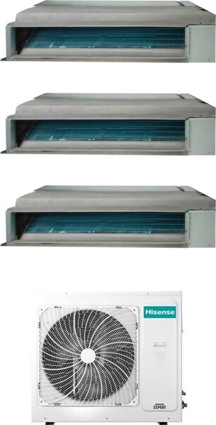 Hisense Climatizzatore Canalizzato Trial Split 12000 + 12000 + 12000 btu Condizionatore con Pompa di Calore Classe A++/A++ (Unit Interna + Unit E