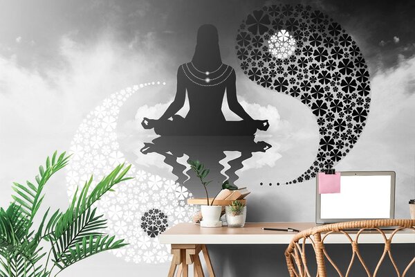 Carta da parati – Yoga yin e yang bianco e nero