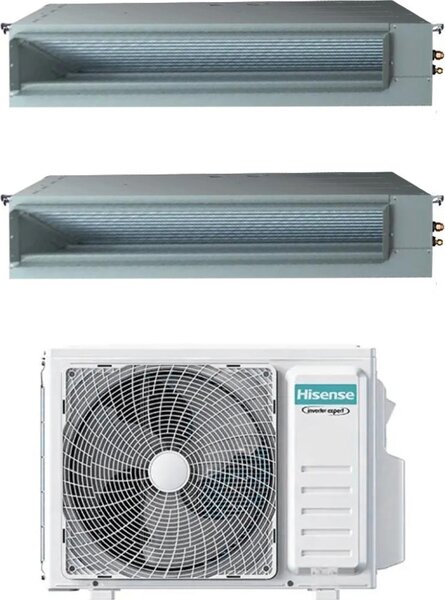 Hisense Climatizzatore Canalizzato Dual Split 9000 + 9000 btu Condizionatore con Pompa di Calore Classe A++/A+ (Unit Interna + Unit Esterna) Coma