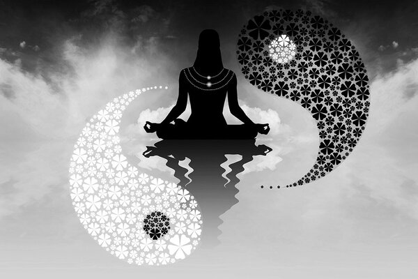 Carta da parati – Yoga yin e yang bianco e nero
