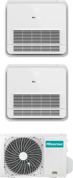 Hisense Climatizzatore Console Dual Split 12000+12000 btu Condizionatore con Pompa di Calore Classe A++/A++ serie Turbo Comando Wireless Incluso (U