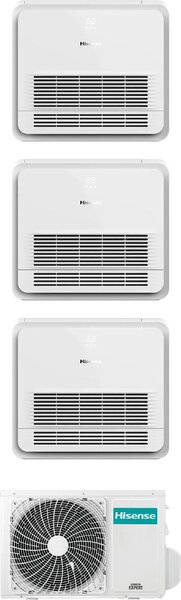 Hisense Climatizzatore Console Trial Split 12000+12000+12000 btu Condizionatore con Pompa di Calore Classe A++/A++ serie Turbo Comando Wireless Inc