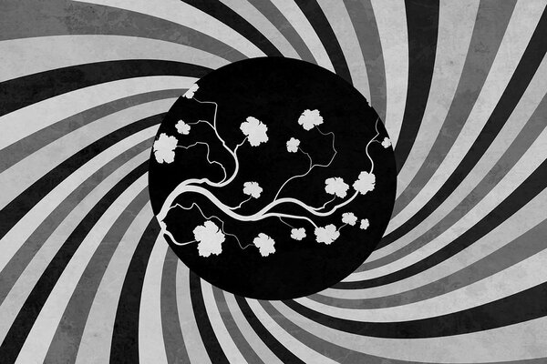 Carta da parati – Sfondo grunge asiatico bianco e nero