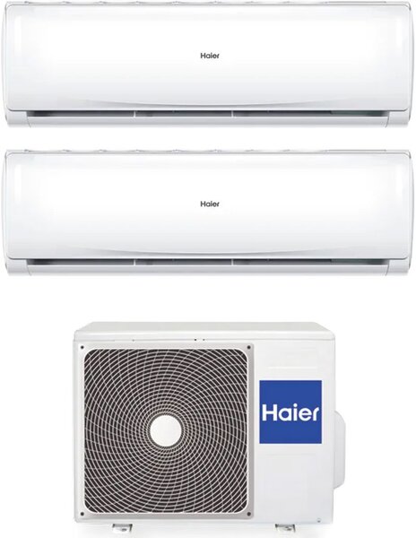 Haier Climatizzatore Dual Split Inverter 12000 + 12000 Btu Condizionatore con Pompa di calore Classe A+++/A++ Wifi Gas R32 (Unit Interna + Unit E