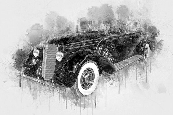 Carta da parati – Auto retrò bianco e nero