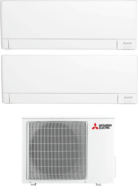 MITSUBISHI Climatizzatore Dual Split Inverter 12000+12000 Btu Condizionatore con Pompa di calore Classe A++/A+ Gas R32 WIFI (Unit Interna + Unit 
