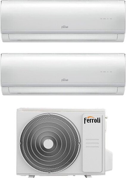 Ferroli Climatizzatore Dual Split Inverter 12000+12000 Btu Condizionatore con Pompa di Calore Classe A++/A Gas R32 WIFI (Unit Interna + Unit Este