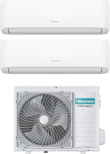 Hisense Climatizzatore Dual Split Inverter 7000+18000 Btu Condizionatore con Pompa di Calore Classe A++/A+ Gas R32 (Unit Interna + Unit Esterna) 