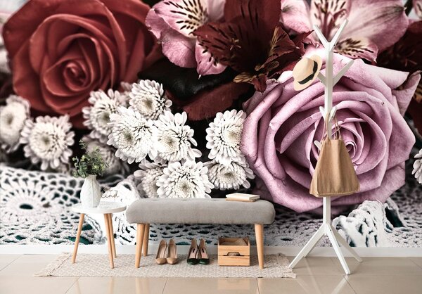 Carta da parati – Bouquet di rose in stile retrò