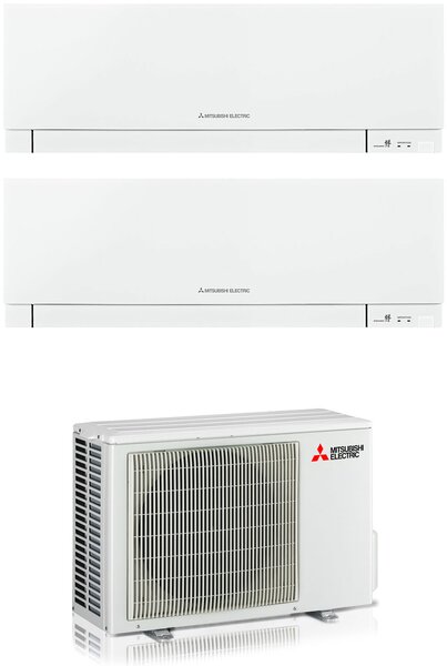 MITSUBISHI Climatizzatore Dual Split Inverter 9000 + 12000 Btu Condizionatore con Pompa di Calore A+++/A++colore Bianco (Unit Interna + Unit Este