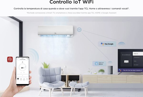 TCL Climatizzatore Dual Split Inverter 9000 + 12000 Btu Condizionatore con Pompa di Calore Classe A++/A+ Gas R32 (Unit Interna + Unit Esterna) - 