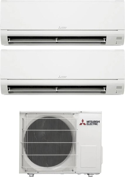 MITSUBISHI Climatizzatore Dual Split Inverter 9000 + 12000 Btu Condizionatore con Pompa di Calore Classe A++/A+ Gas R32 (Unit Interna + Unit Este