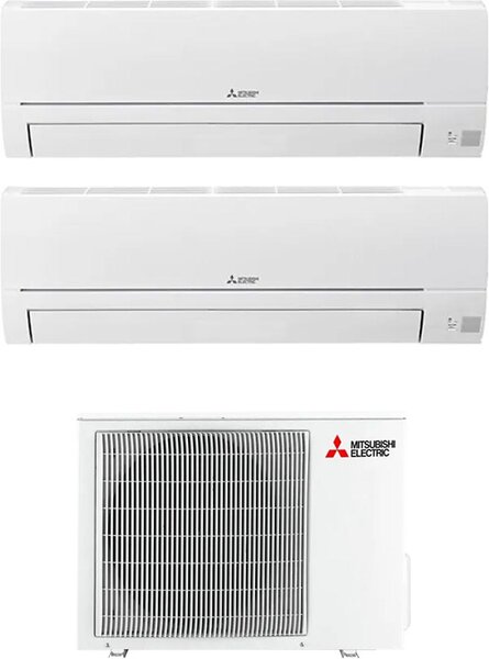 MITSUBISHI Climatizzatore Dual Split Inverter 9000 + 12000 Btu Condizionatore con Pompa di Calore Classe A++/A+ Gas R32 (Unit Interna + Unit Este