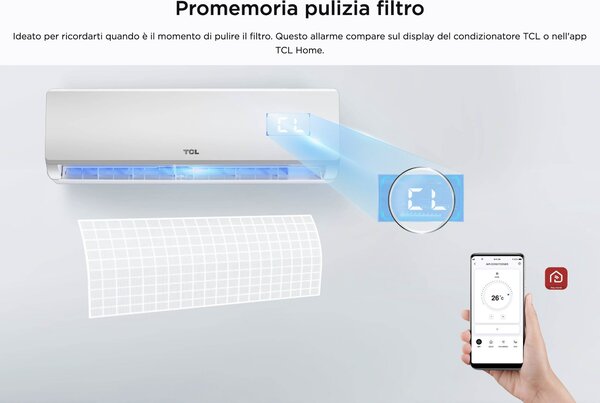 TCL Climatizzatore Dual Split Inverter 9000 + 12000 Btu Condizionatore con Pompa di Calore Classe A++/A+ Gas R32 (Unit Interna + Unit Esterna) - 