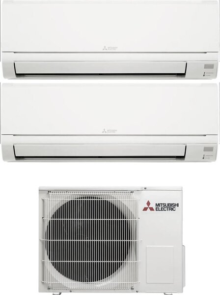 MITSUBISHI Climatizzatore Dual Split Inverter 9000 + 12000 Btu Condizionatore con Pompa di Calore Classe A++/A+ Gas R32 (Unit Interna + Unit Este