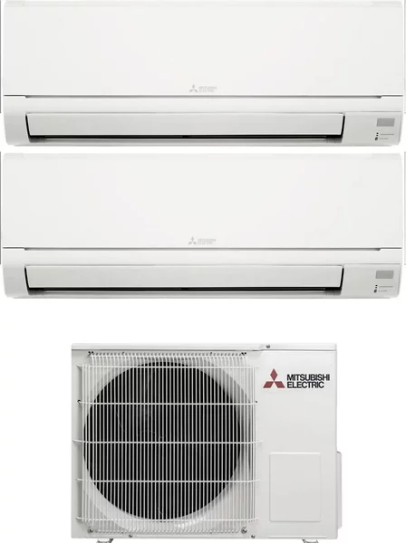 MITSUBISHI Climatizzatore Dual Split Inverter 9000 + 12000 Btu Condizionatore con Pompa di Calore Classe A++/A+ Gas R32 (Unit Interna + Unit Este