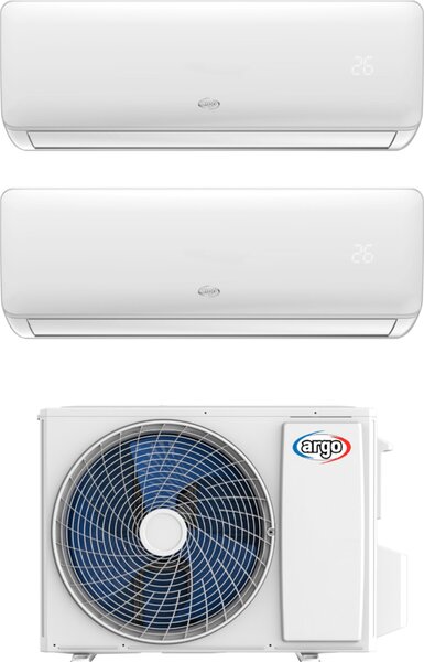 Argo Climatizzatore Dual Split Inverter 9000 + 12000 Btu Condizionatore con Pompa di Calore Classe A++/A+ Gas R32 (Unit Interna + Unit Esterna) |