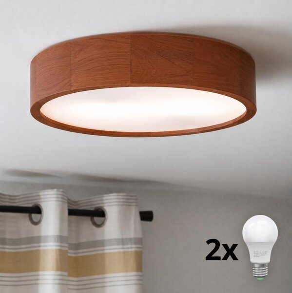 Brilagi - Plafoniera LED CARVALHO 2xE27/15W/230V rovere ciliegio, diam. 37 cm